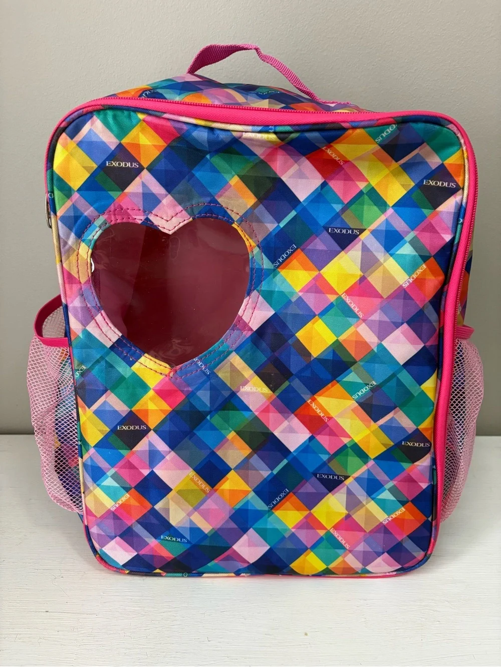Exodus Kids Multicolor Diamond Heart Lunch Bag - Pink Trim